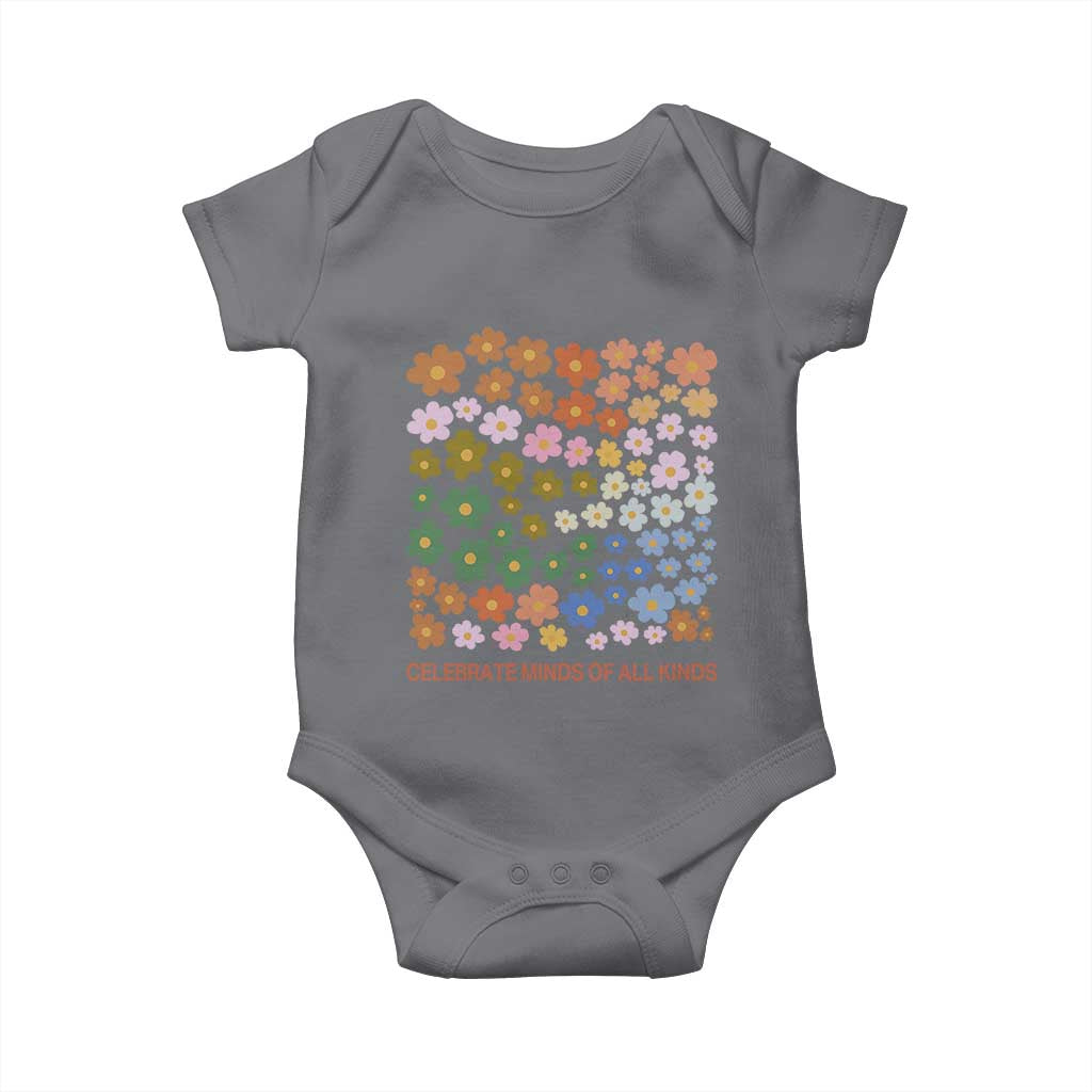 Neurodiversity Boho Floral Baby Onesie Celebrate Minds of All Kinds Autism ADHD ASD