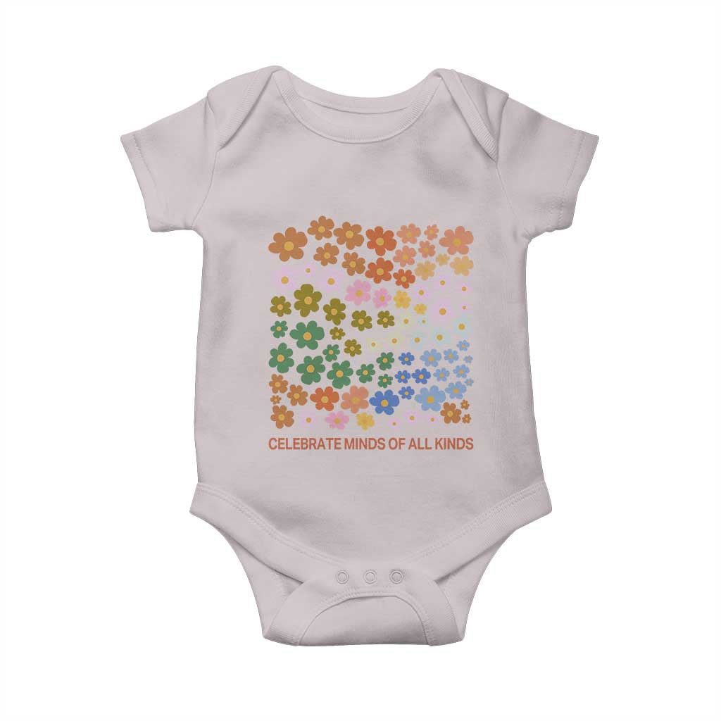 Neurodiversity Boho Floral Baby Onesie Celebrate Minds of All Kinds Autism ADHD ASD