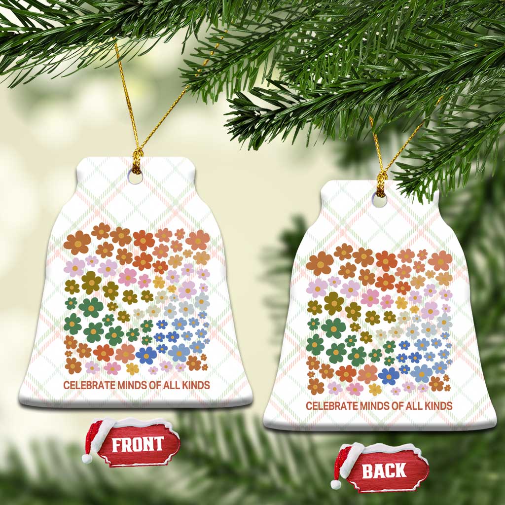 Neurodiversity Boho Floral Ceramic Ornament Celebrate Minds of All Kinds Autism ADHD ASD - Wonder Print Shop