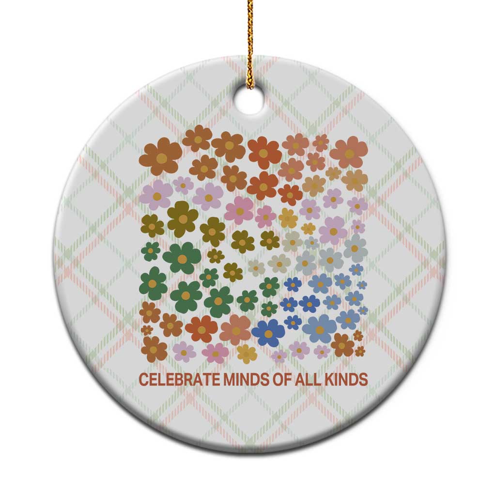 Neurodiversity Boho Floral Ceramic Ornament Celebrate Minds of All Kinds Autism ADHD ASD - Wonder Print Shop