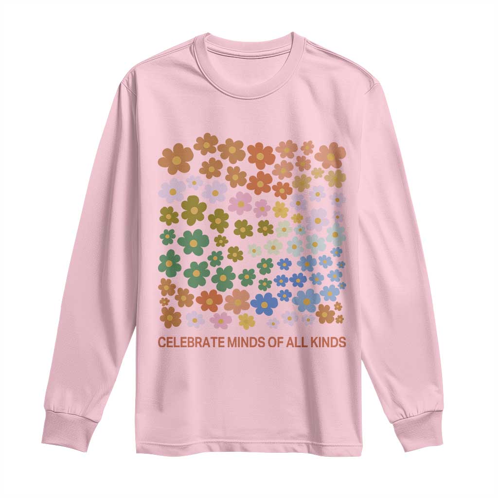 Neurodiversity Boho Floral Long Sleeve Shirt Celebrate Minds of All Kinds Autism ADHD ASD
