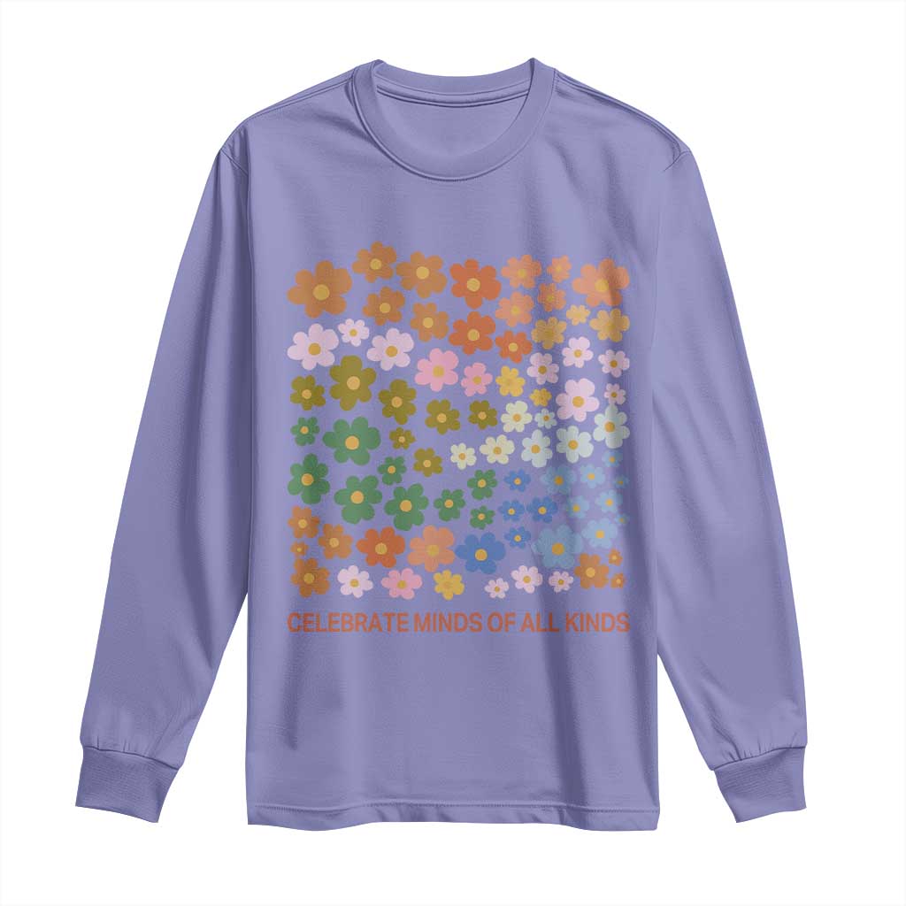Neurodiversity Boho Floral Long Sleeve Shirt Celebrate Minds of All Kinds Autism ADHD ASD