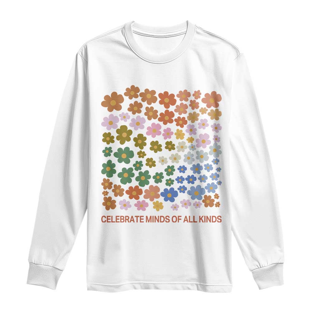 Neurodiversity Boho Floral Long Sleeve Shirt Celebrate Minds of All Kinds Autism ADHD ASD