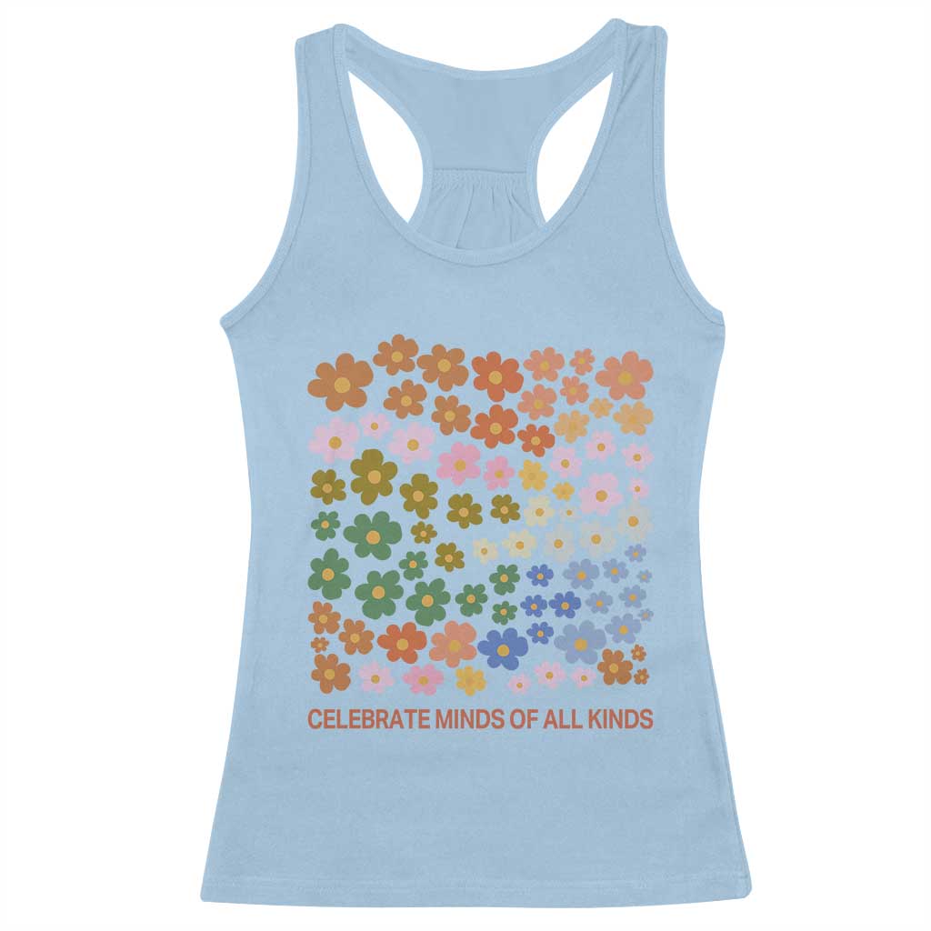 Neurodiversity Boho Floral Racerback Tank Top Celebrate Minds of All Kinds Autism ADHD ASD