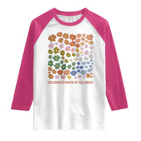 Neurodiversity Boho Floral Raglan Shirt Celebrate Minds of All Kinds Autism ADHD ASD