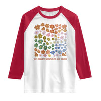 Neurodiversity Boho Floral Raglan Shirt Celebrate Minds of All Kinds Autism ADHD ASD
