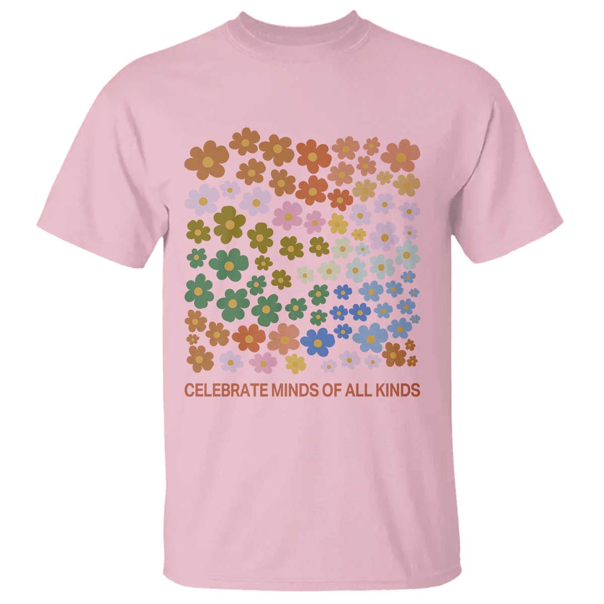 Neurodiversity Boho Floral T Shirt Celebrate Minds of All Kinds Autism ADHD ASD