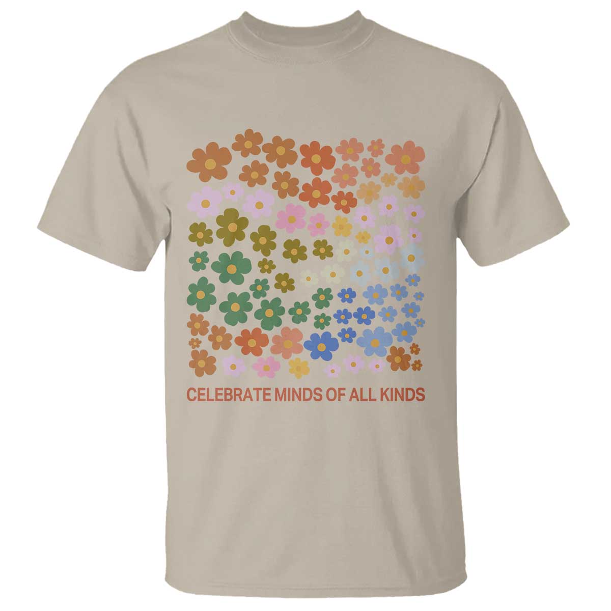 Neurodiversity Boho Floral T Shirt Celebrate Minds of All Kinds Autism ADHD ASD