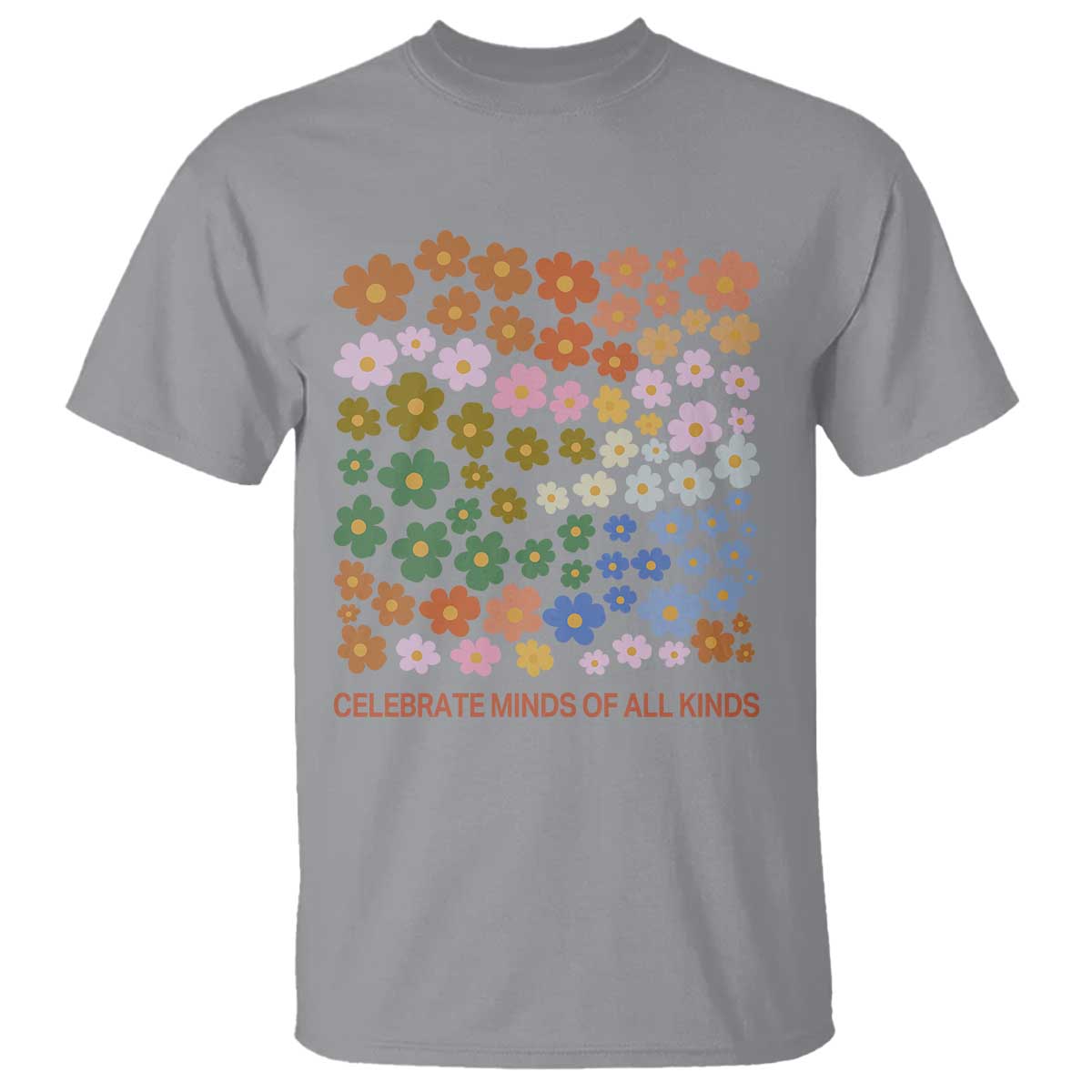 Neurodiversity Boho Floral T Shirt Celebrate Minds of All Kinds Autism ADHD ASD
