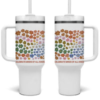Neurodiversity Boho Floral Tumbler With Handle Celebrate Minds of All Kinds Autism ADHD ASD