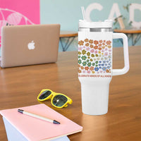 Neurodiversity Boho Floral Tumbler With Handle Celebrate Minds of All Kinds Autism ADHD ASD