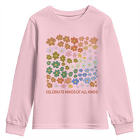 Neurodiversity Boho Floral Youth Sweatshirt Celebrate Minds of All Kinds Autism ADHD ASD