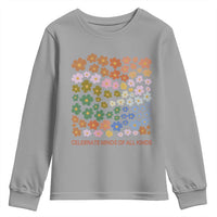 Neurodiversity Boho Floral Youth Sweatshirt Celebrate Minds of All Kinds Autism ADHD ASD