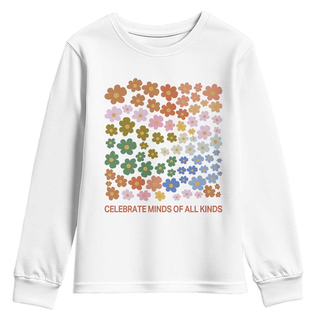 Neurodiversity Boho Floral Youth Sweatshirt Celebrate Minds of All Kinds Autism ADHD ASD