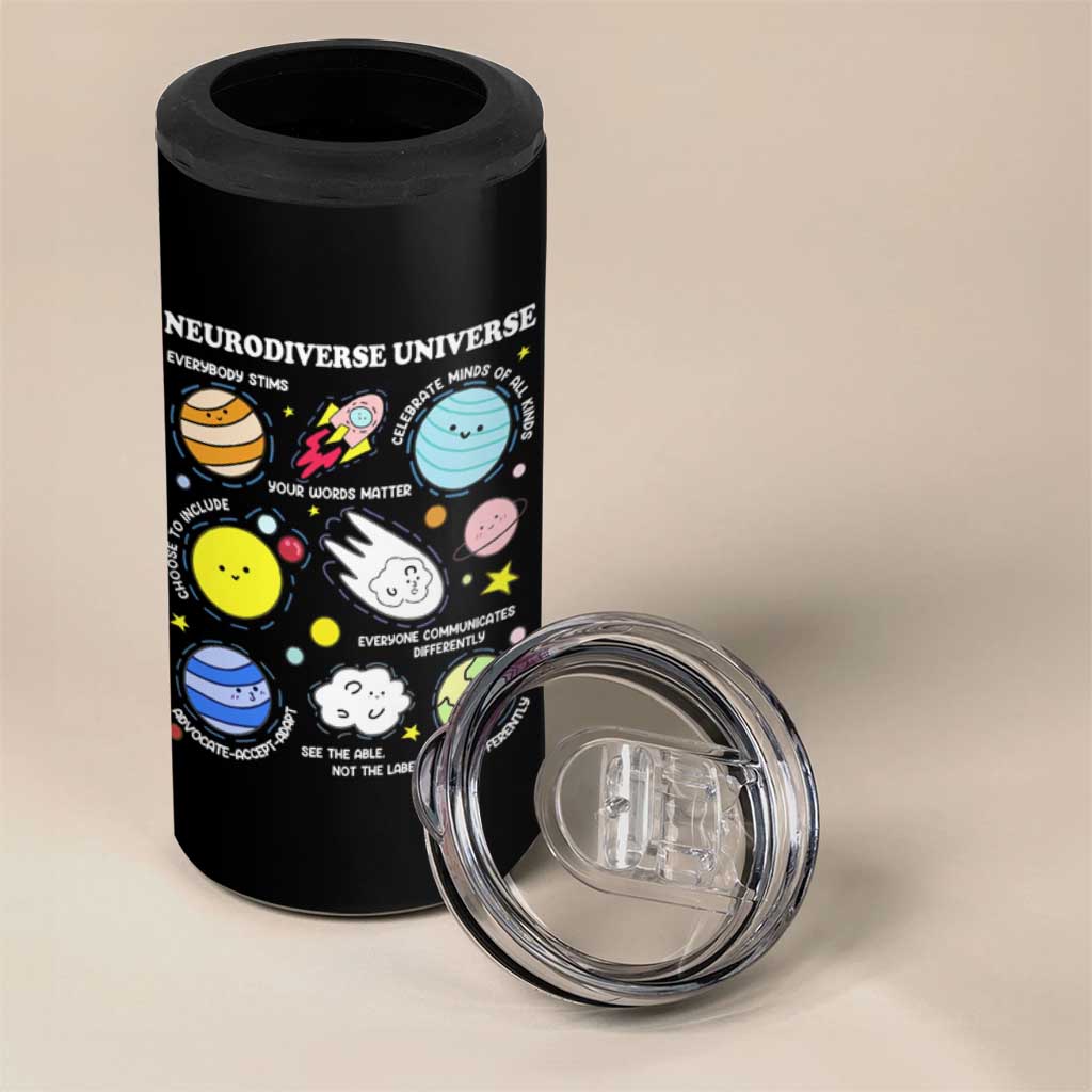 Neurodiverse Universe 4 in 1 Can Cooler Tumbler Autism Awareness ADHD ASD Neurodiversity