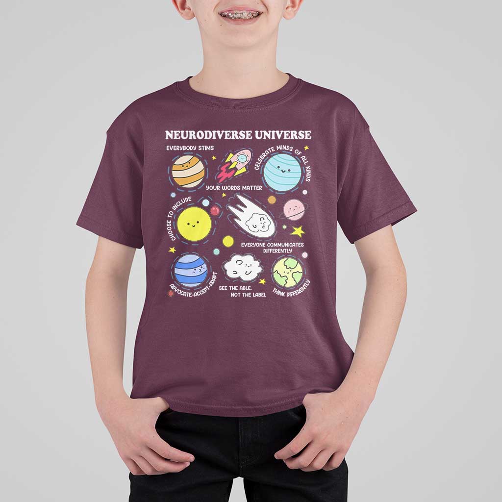 Neurodiverse Universe T Shirt For Kid Autism Awareness ADHD ASD Neurodiversity