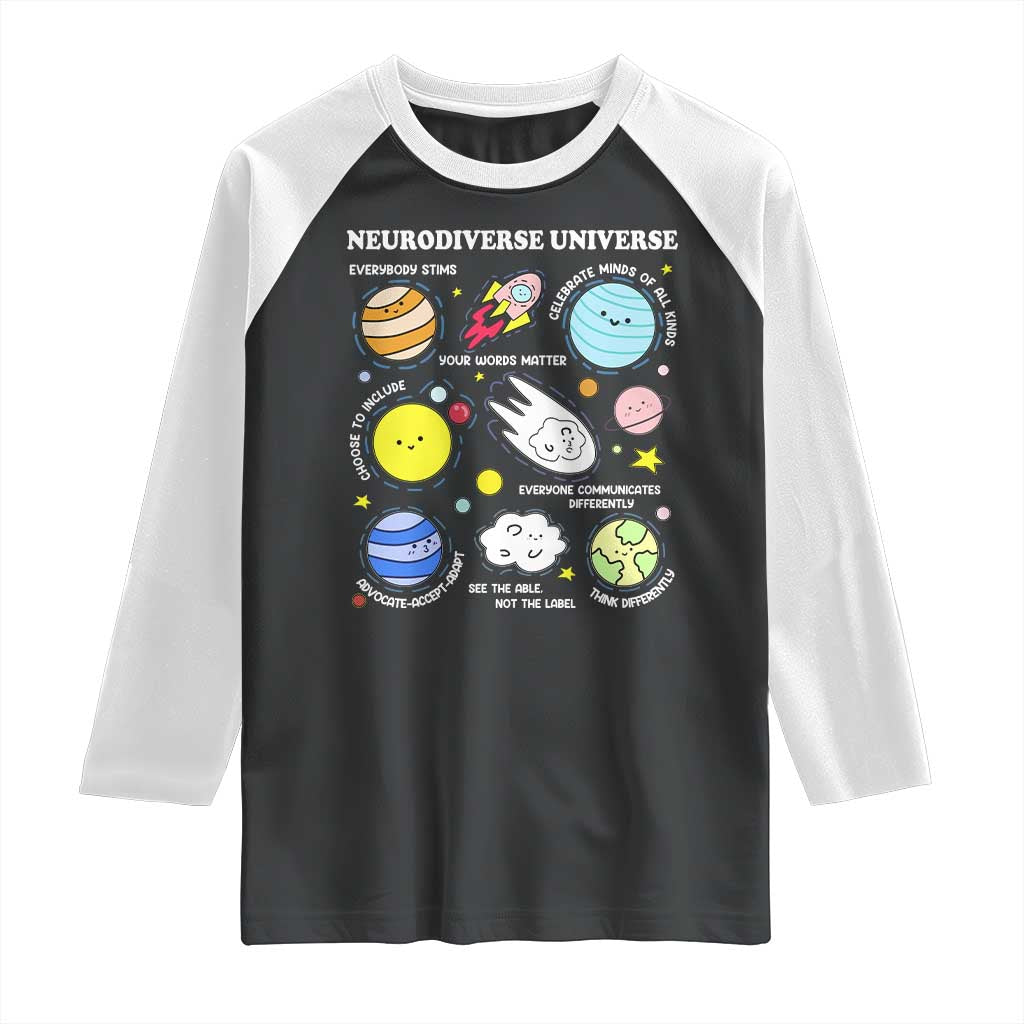 Neurodiverse Universe Raglan Shirt Autism Awareness ADHD ASD Neurodiversity