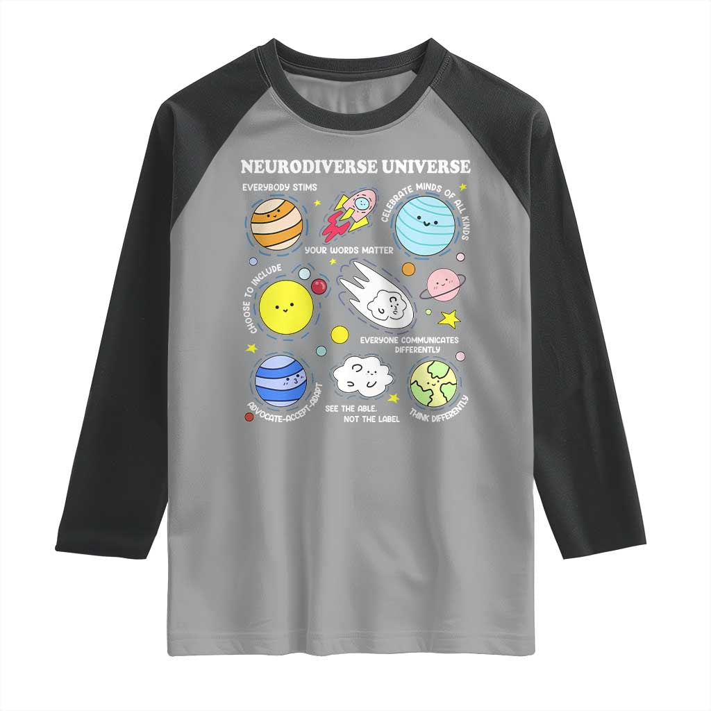 Neurodiverse Universe Raglan Shirt Autism Awareness ADHD ASD Neurodiversity