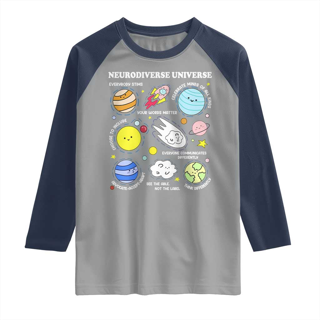 Neurodiverse Universe Raglan Shirt Autism Awareness ADHD ASD Neurodiversity