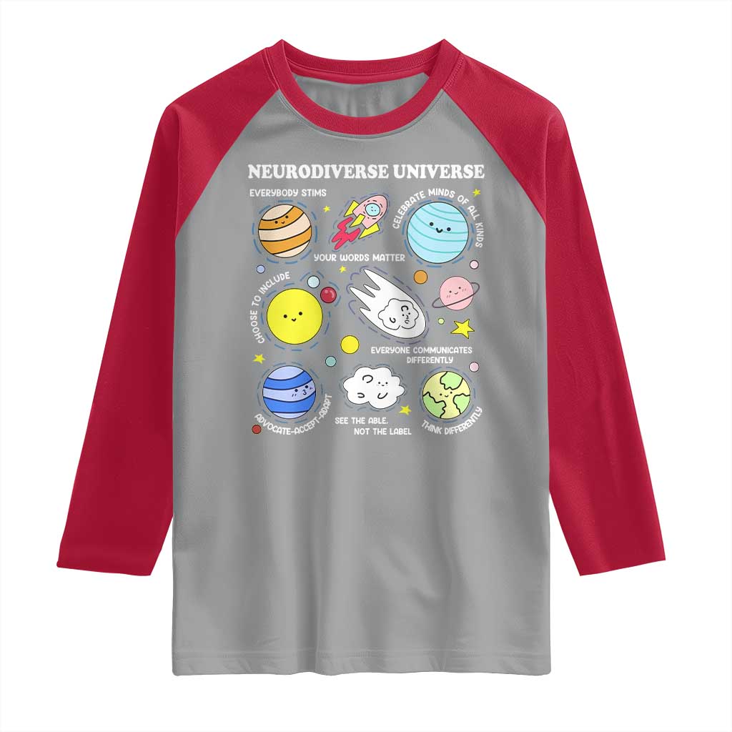 Neurodiverse Universe Raglan Shirt Autism Awareness ADHD ASD Neurodiversity