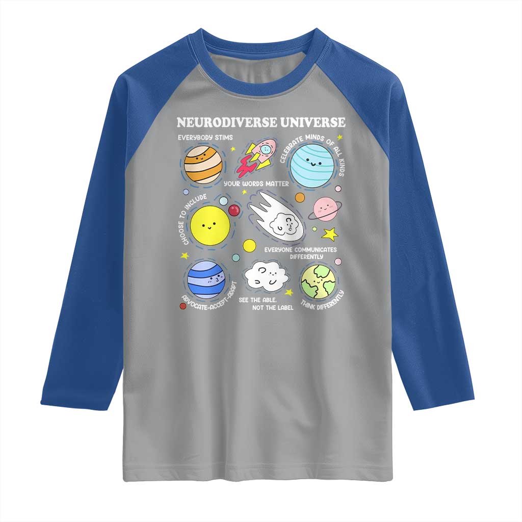 Neurodiverse Universe Raglan Shirt Autism Awareness ADHD ASD Neurodiversity