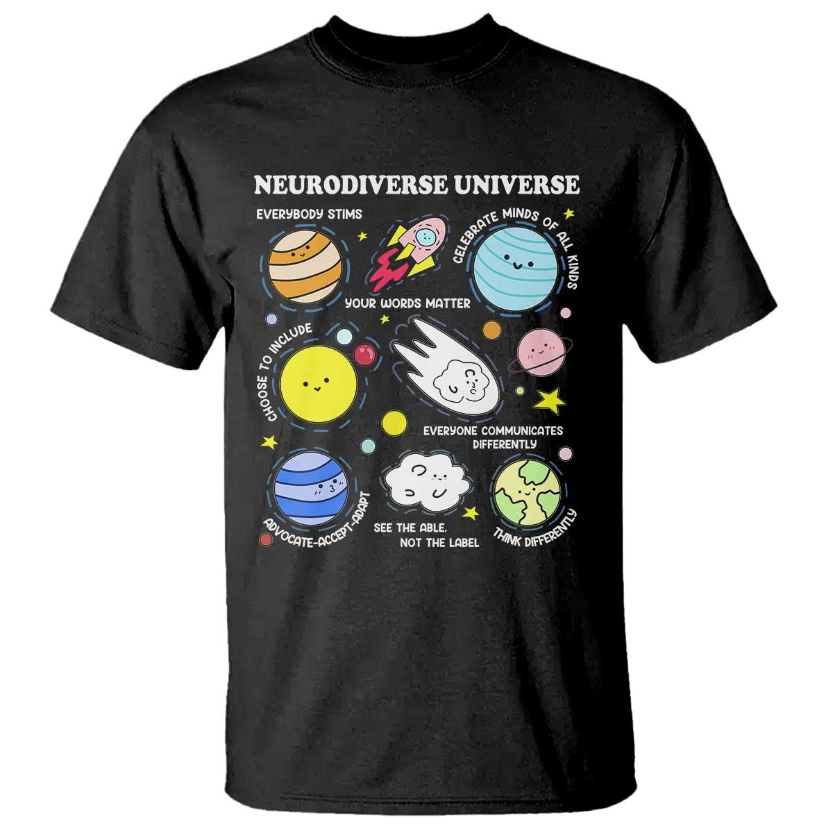 Neurodiverse Universe T Shirt Autism Awareness ADHD ASD Neurodiversity