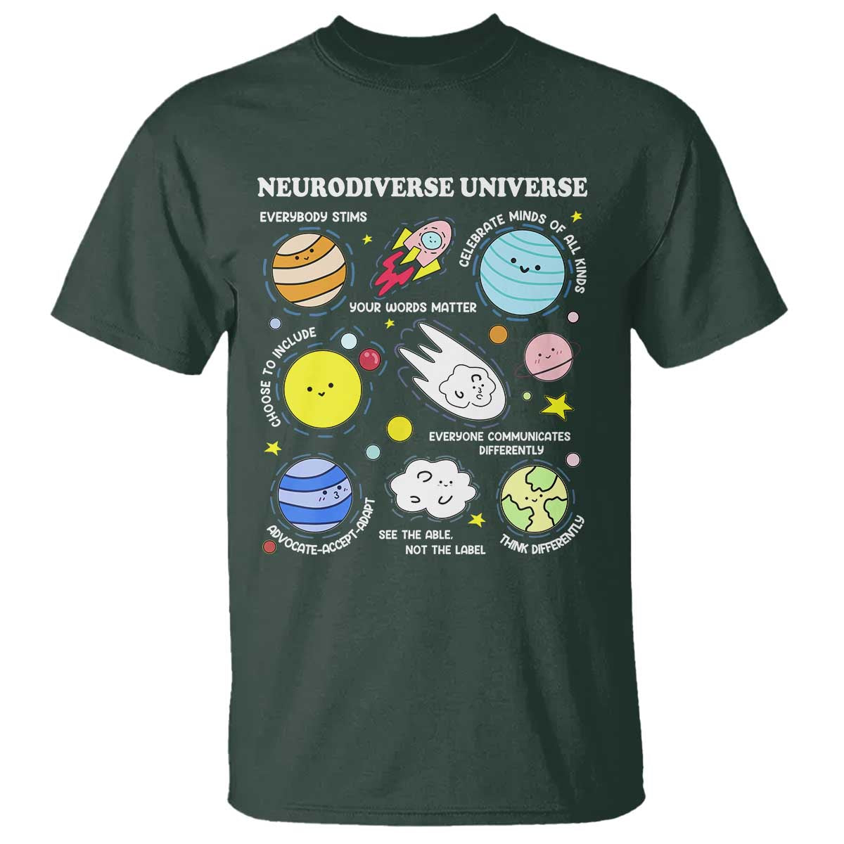 Neurodiverse Universe T Shirt Autism Awareness ADHD ASD Neurodiversity