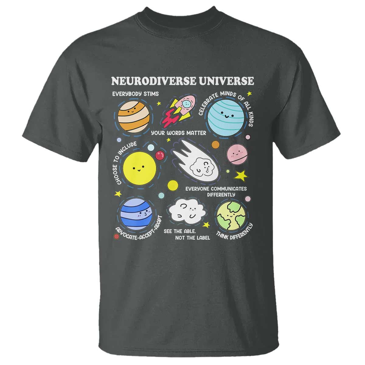 Neurodiverse Universe T Shirt Autism Awareness ADHD ASD Neurodiversity