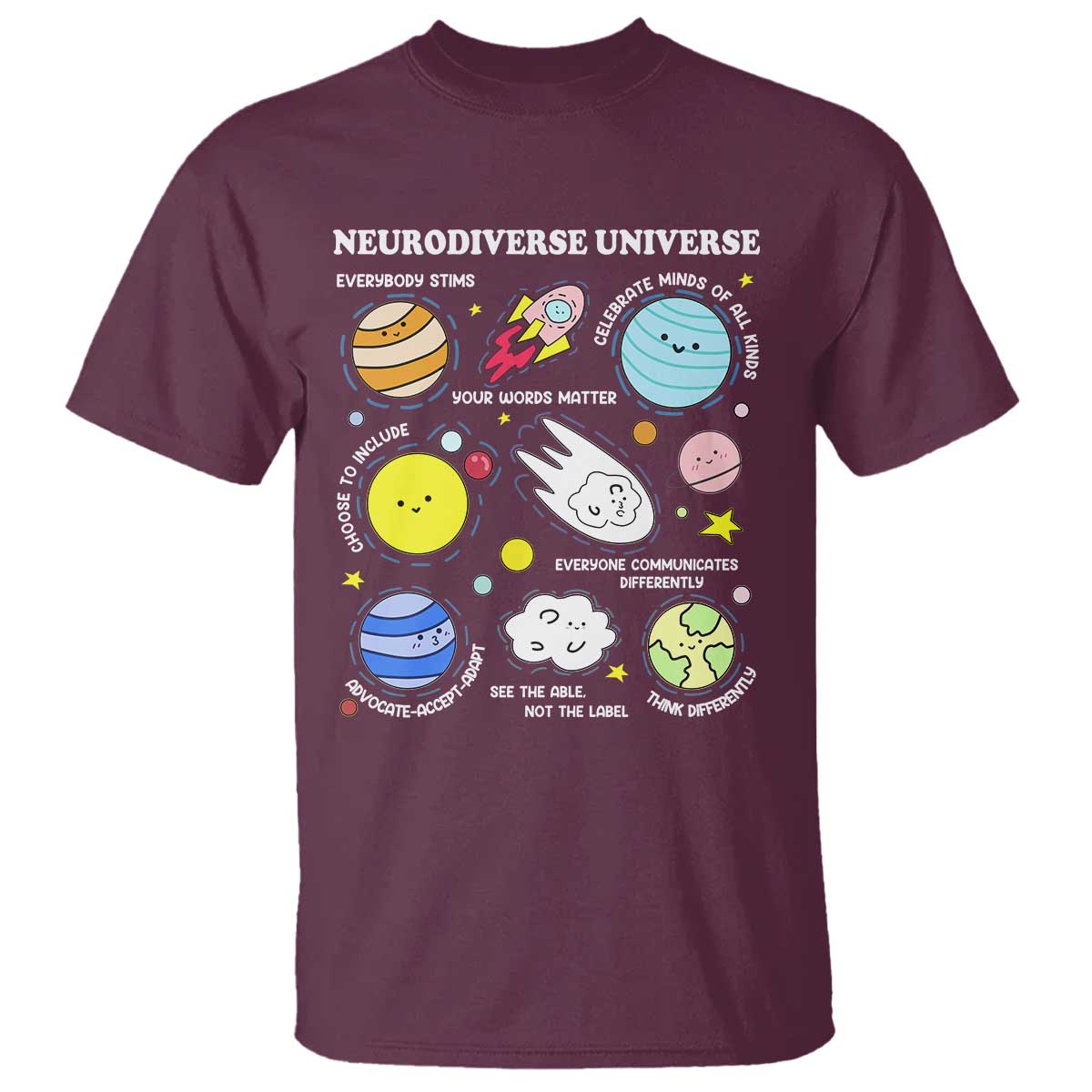 Neurodiverse Universe T Shirt Autism Awareness ADHD ASD Neurodiversity
