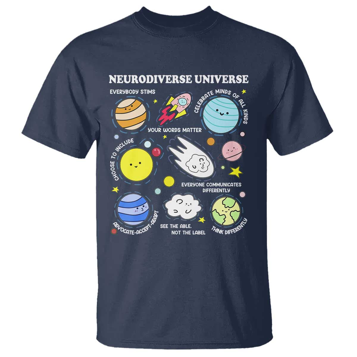 Neurodiverse Universe T Shirt Autism Awareness ADHD ASD Neurodiversity