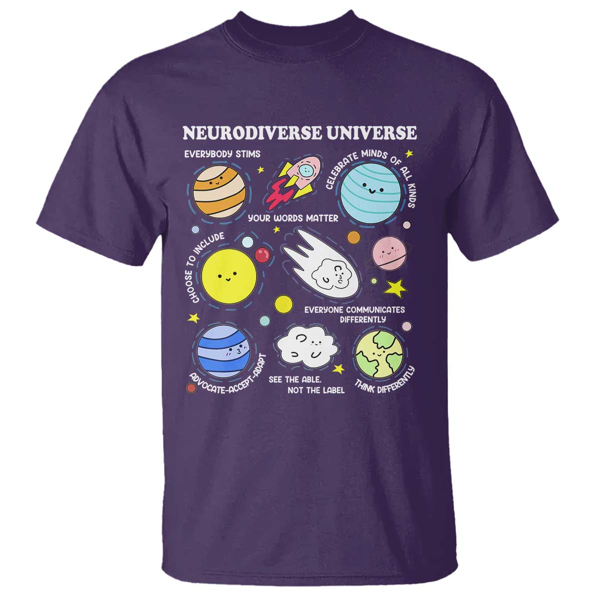 Neurodiverse Universe T Shirt Autism Awareness ADHD ASD Neurodiversity