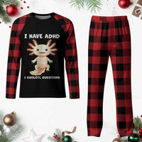 Funny ADHD Awareness Axolotl Plaid Pajama Set I Have ADHD I Ask A Lot Question Neurodiversity - Wonder Print Shop