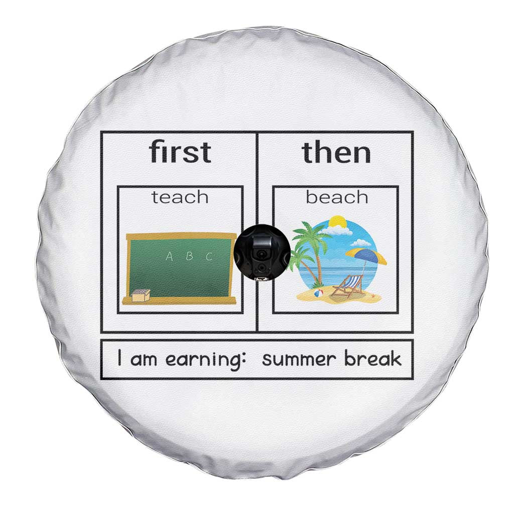 Funny Teacher Summer Break Spare Tire Cover First Teach Then Beach Vacation Mode