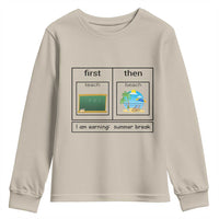 Funny Teacher Summer Break Youth Sweatshirt First Teach Then Beach Vacation Mode