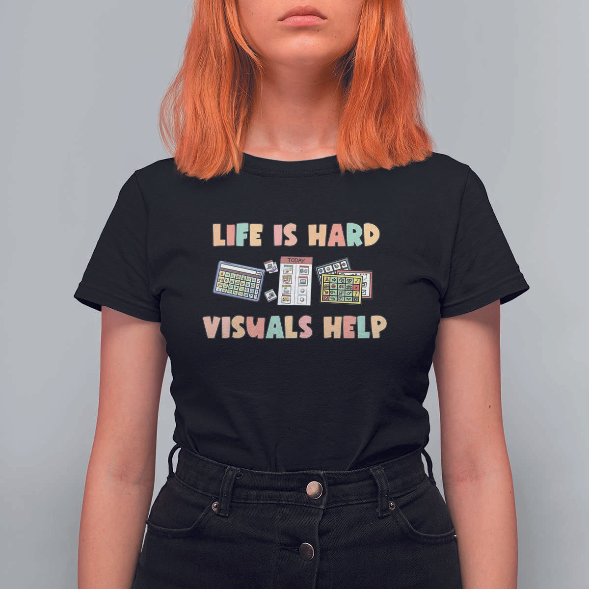 Special Education T Shirt For Women Life Is Hard Visuals Help Sped Teacher