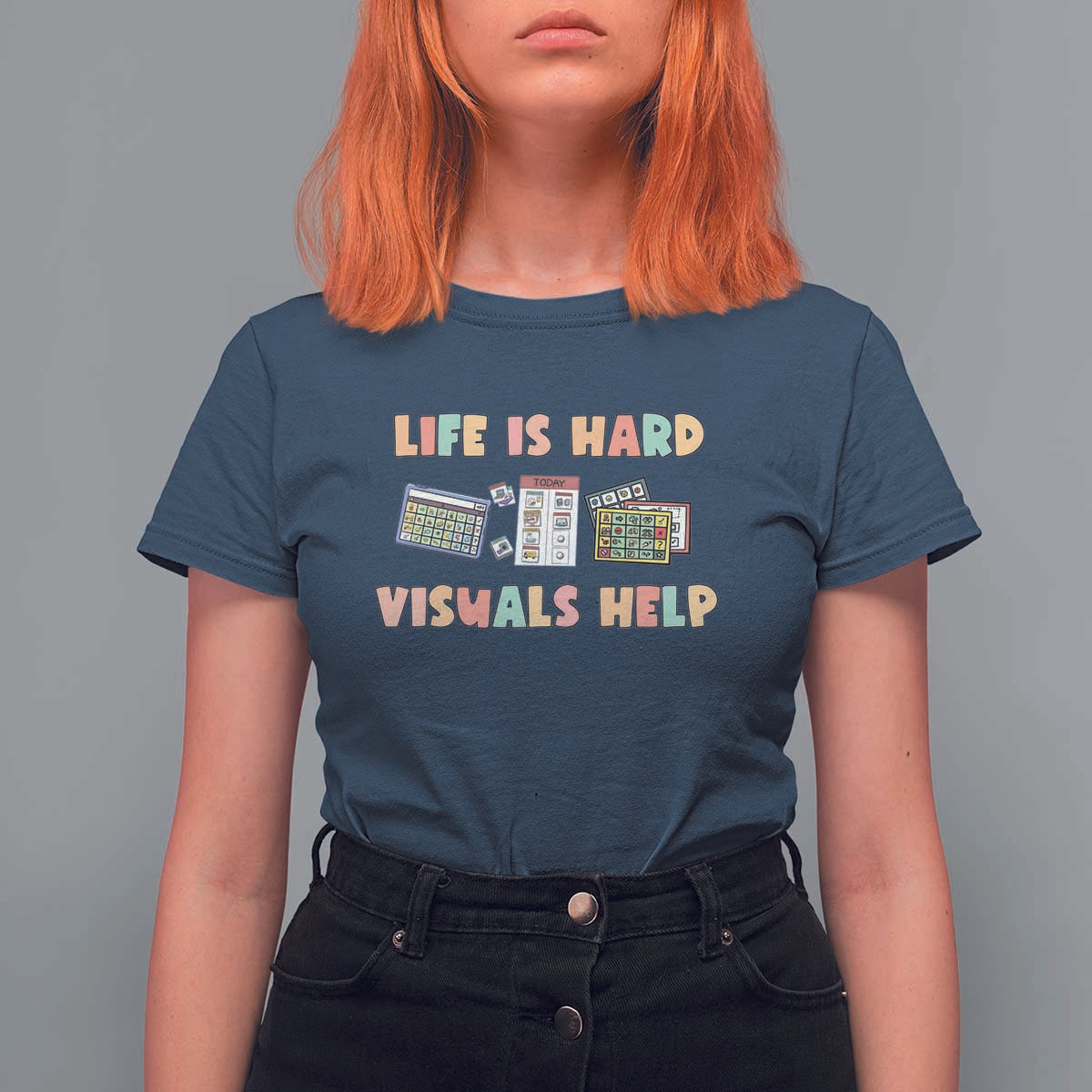 Special Education T Shirt For Women Life Is Hard Visuals Help Sped Teacher