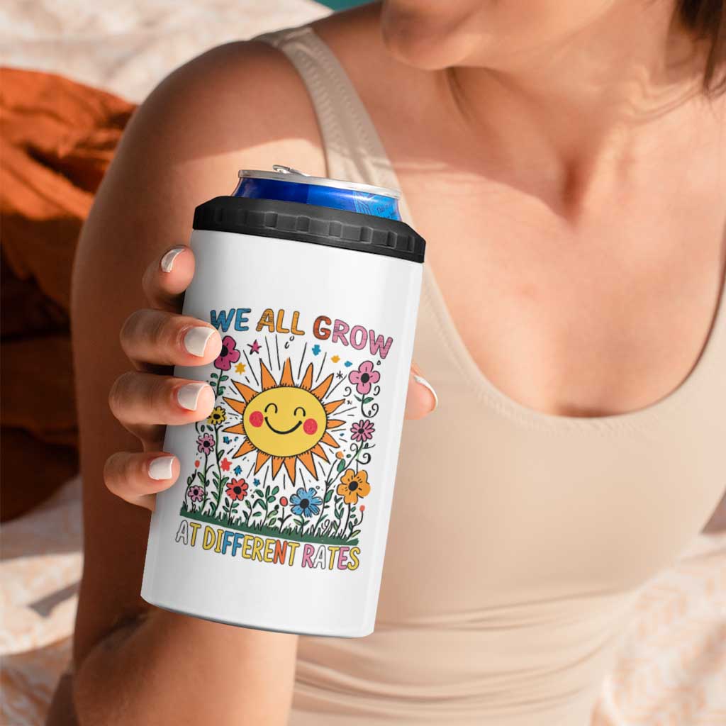 Special Education 4 in 1 Can Cooler Tumbler We All Grow At Different Rates Inspirational Inclusion Sped Teacher