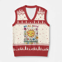 Special Education V-Neck Knit Sweater Vest We All Grow At Different Rates Inspirational Inclusion Sped Teacher - Wonder Print Shop