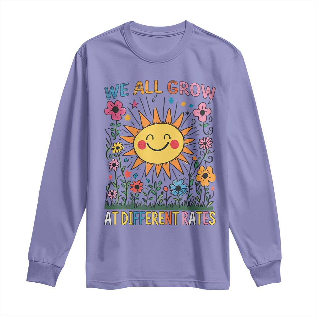 Special Education Long Sleeve Shirt We All Grow At Different Rates Inspirational Inclusion Sped Teacher