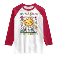 Special Education Raglan Shirt We All Grow At Different Rates Inspirational Inclusion Sped Teacher