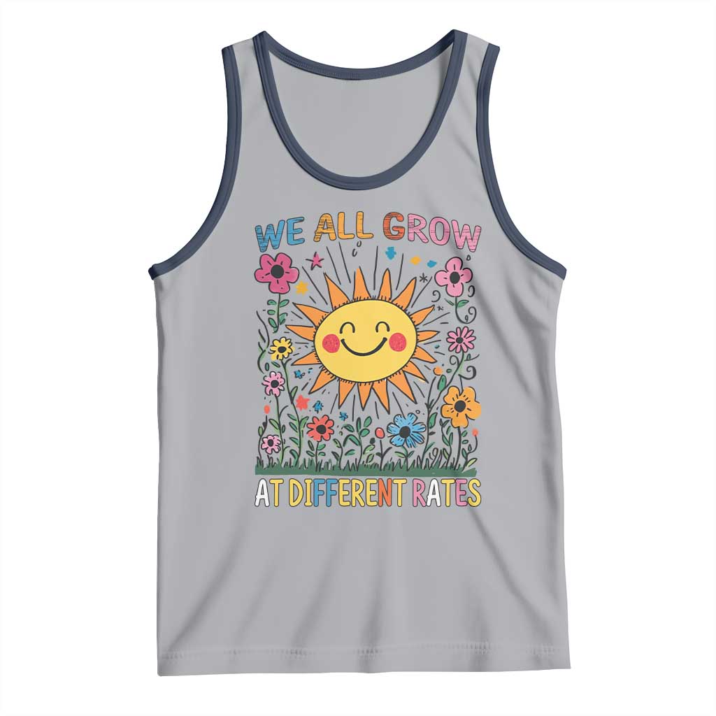 Special Education Tank Top We All Grow At Different Rates Inspirational Inclusion Sped Teacher