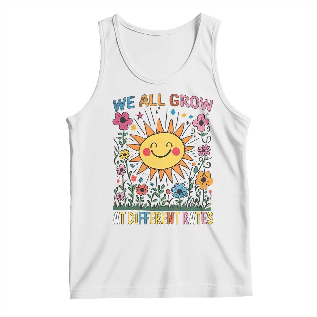 Special Education Tank Top We All Grow At Different Rates Inspirational Inclusion Sped Teacher