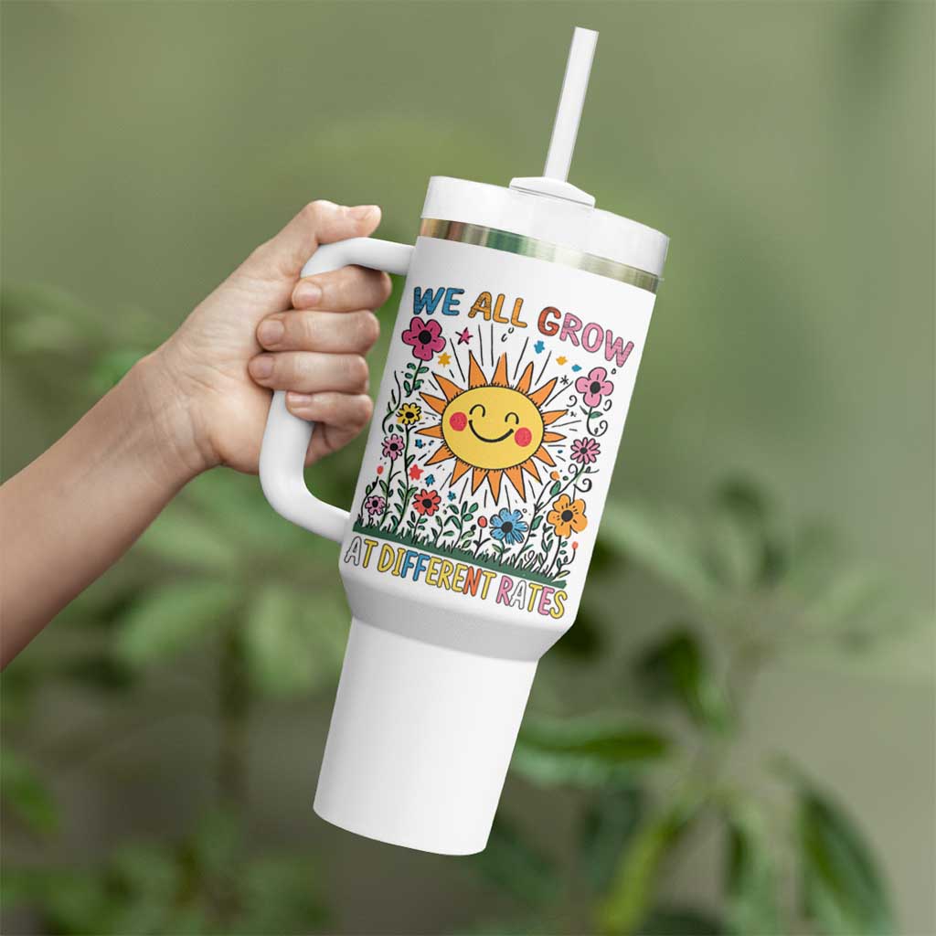 Special Education Tumbler With Handle We All Grow At Different Rates Inspirational Inclusion Sped Teacher