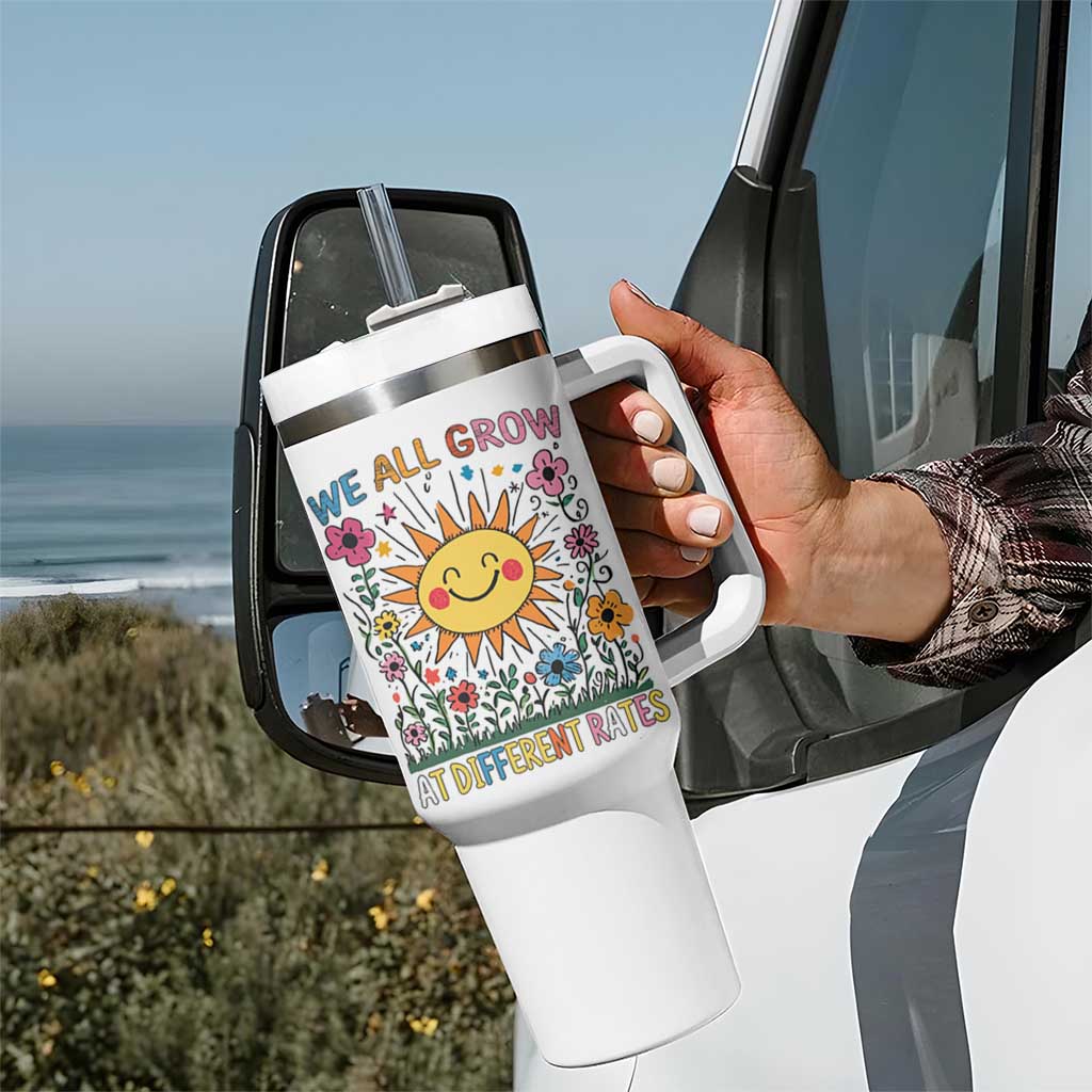 Special Education Tumbler With Handle We All Grow At Different Rates Inspirational Inclusion Sped Teacher