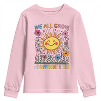 Special Education Youth Sweatshirt We All Grow At Different Rates Inspirational Inclusion Sped Teacher