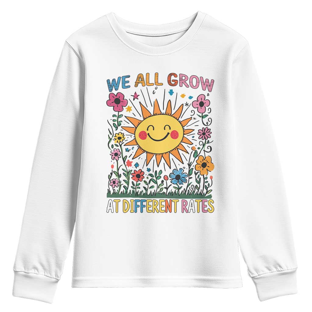 Special Education Youth Sweatshirt We All Grow At Different Rates Inspirational Inclusion Sped Teacher