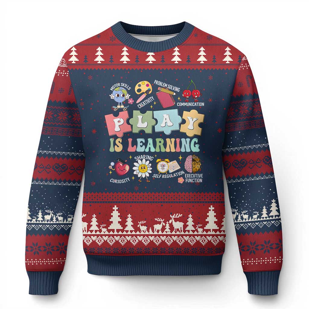 Special Education Ugly Christmas Sweater Play is Learning Sped Teacher - Wonder Print Shop