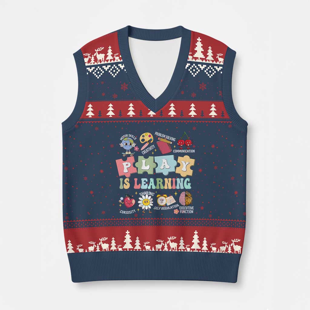 Special Education V-Neck Knit Sweater Vest Play is Learning Sped Teacher - Wonder Print Shop