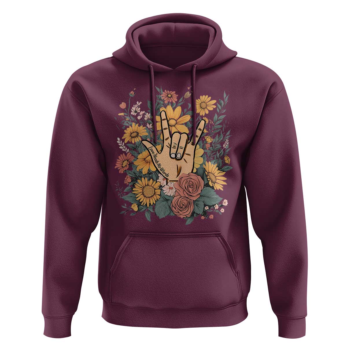 Special Education Hoodie Sign Language ASL Love Needs No Words