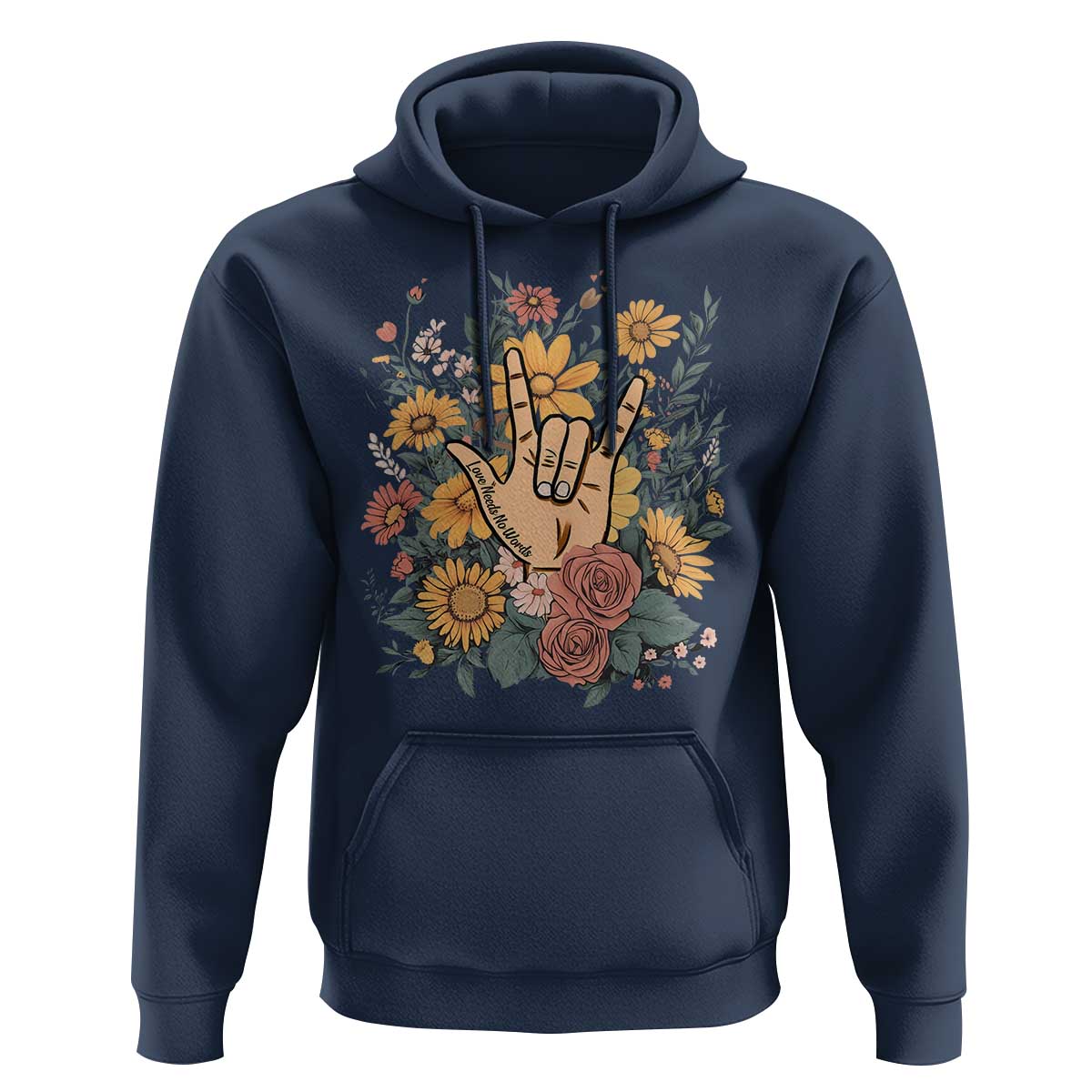 Special Education Hoodie Sign Language ASL Love Needs No Words